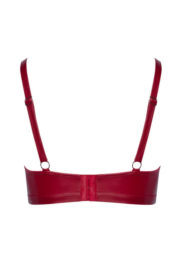 cottelli red matte wet look bra product back Cottelli red matte wet look bra, product back view