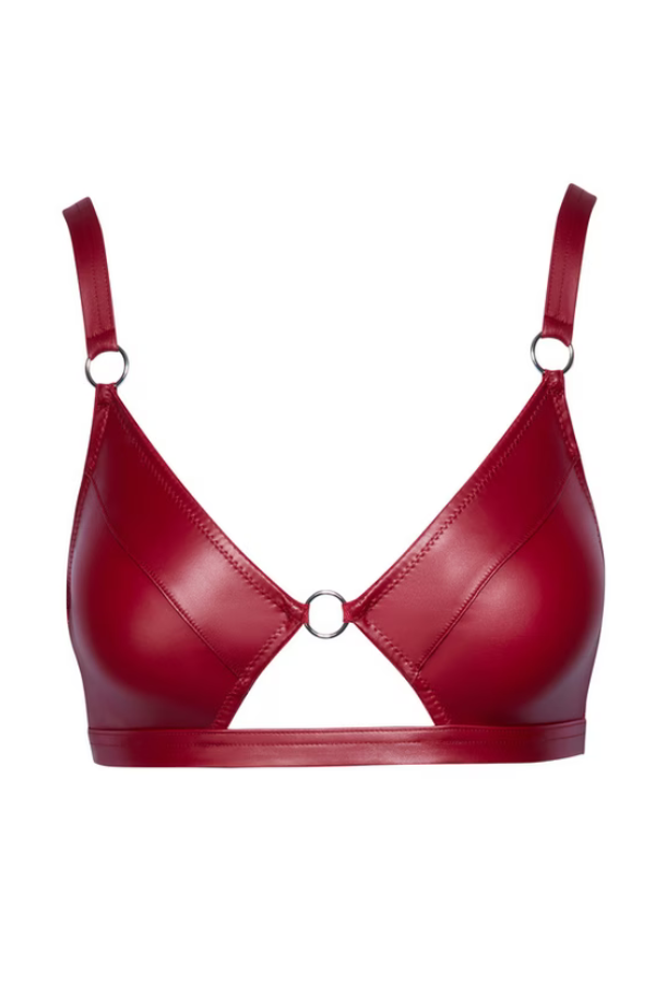 cottelli red matte wet look bra product front Cottelli red matte wet look bra, product front view