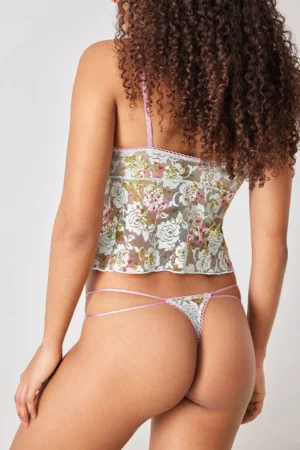Out From Under Mindy floral print lace thong, back view