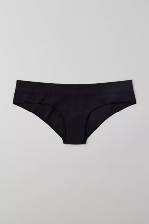 Out From Under seamless cheeky knickers in black, front view