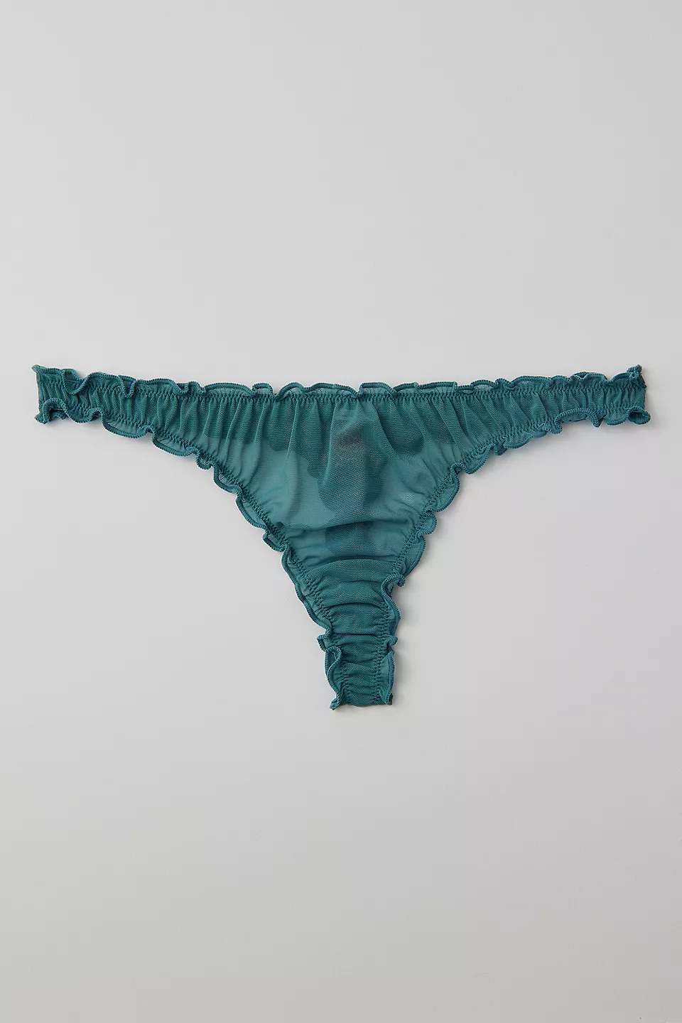 out from under sweet nothings rose embroidered thong green front view Out From Under Sweet Nothings rose embroidered thong in green, front view